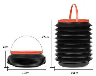 Two collapsible buckets are shown side-by-side with dimensions indicated.