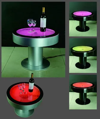Produktbild von Design Tisch Couchtisch Wasser Säulen Säule Sofa Tische LED Beleuchtet Water Neu