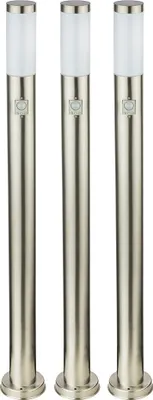 Produktbild von 3er Set Außen Stehlampen, Bewegungsmelder, Edelstahl