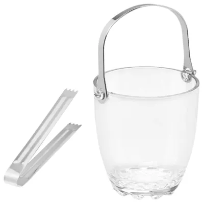 Immagine prodotto di VIVALTO - Secchiello per ghiaccio e refrigeratore per champagne, capacità 800 ml, in vetro e metallo, con pinza per il ghiaccio e maniglia