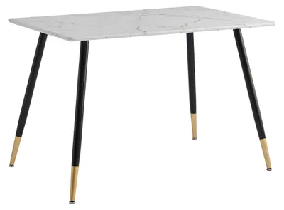 Image de Table à manger avec un aspect marbré et des pieds en métal