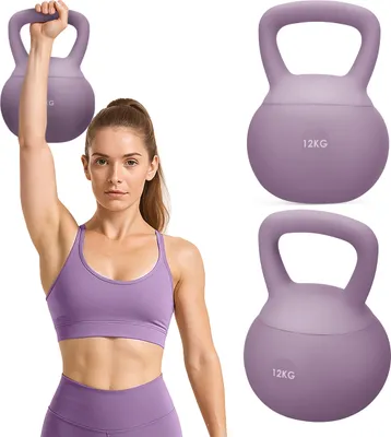 Produktbild von Gymtek® Weiche Kettlebell Hantel - 12kg Gewicht - Kugelhantel, Schwunghantel, Kugelgewicht für Home Gym, Fitness, Pilates, Krafttraining