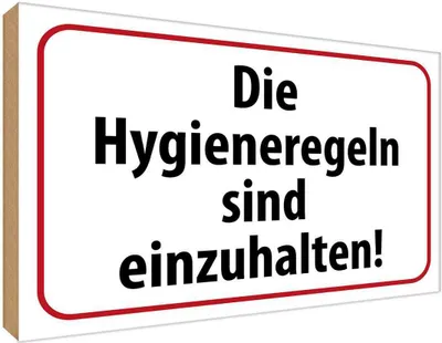 Produktbild von vianmo Holzschild 30x40 cm Hygieneregeln sind einzuhalten Warnschild Hinweisschild
