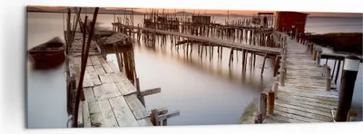 Produktbild von Bild auf Leinwand - Leinwandbild - Brücke Boot Meer - 160x50cm - Wand Bild - Wanddeko - Wandbilder - Leinwanddruck - Bilder - Kunstdruck - Wanddekoration - Leinwand bilder - Wandkunst - AB160x50-3807