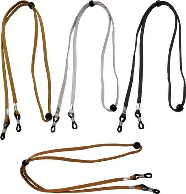 Imagen del producto de Cordones para gafas de cuero - Paquete de 4 unidades - Ajustables universalmente - Cadenas para gafas - /Marrón/Rojo/Azul