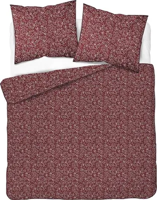 Produktbild von Bettwäsche, Perkalbettwäsche, mit Paspel, elegant 160x200 5588b Burgund, Blätter