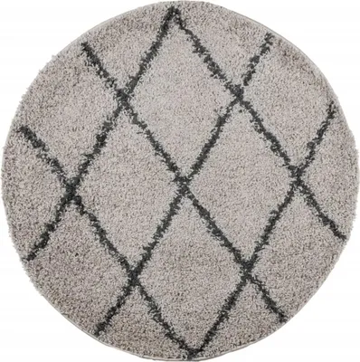 Produktbild von vidaXL Shaggy-Teppich PAMPLONA Hochflor Modern Beige Anthrazit Ø 100cm