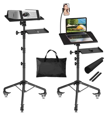 Produktbild von Projektorstativ mit Rollen – Verstellbar, 66-124 cm – Aluminium – Schwarz