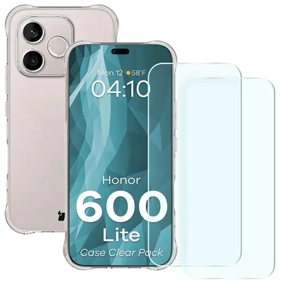Produktbild von Schutzhülle + 2x gehärtetes Glas für Honor 600 Lite 5G, Bizon Case Clear Pack, Transparent