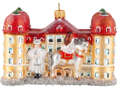 Produktbild von Christbaumschmuck "Drei Haselnüsse für Aschenbrödel" - Schloss Moritzburg (8cm) von Saico Seiffen