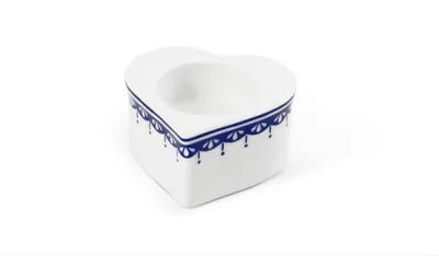 Obrázek produktu pro Svícen srdce, 7,5 cm, český porcelán, Hyggeline, modrá, Leander