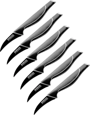 Image de Set de 6 couteaux d'office 19 cm en inox Nirosta Black Edition