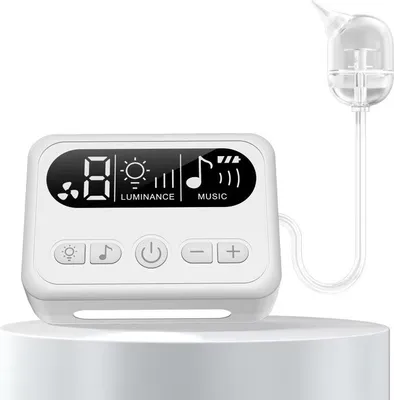 Produktbild von Elektrischer Baby Nasensauger mit 9 Saugstufen, LED Nachtlicht & Schlaflieder, 3 Silikonaufsätze, Inklusive Pinzette, USB-C, Weiß