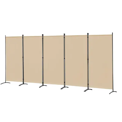 Zdjęcie produktu dla Angel Living 5-częściowy parawan wewnętrzny, przegroda, składana przegroda, parawan wewnętrzny na taras lub balkon, 405 x 169 cm, beżowy