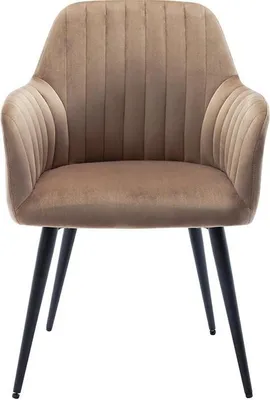 Produktbild von ELEANA Satz von 2 Stühlen mit Armlehnen - Velours und schwarzes Metall - Farbe Beige