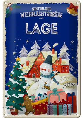 Produktbild von Blechschild Weihnachtsgrüße LAGE FEST 20x30cm