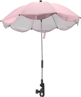Produktbild von 14-Zoll-Universal-Kinderwagen-Sonnenschirm mit UV-Schutz, verstellbarer Babyschirm, Rosa (Silberkleber)