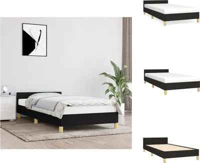 Immagine prodotto di vidaXL Struttura letto con testiera in tessuto nero 90x200 cm - Letti e strutture letto
