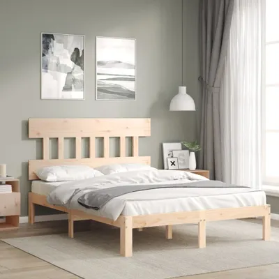 Produktbild von The Living Store Massivholzbett mit Kopfteil 140x190 cm