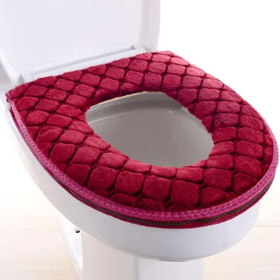 Produktbild von Rotes, dehnbares Toilettensitzkissen, waschbarer Stoff, dicker/weicher, hitzebeständiger Bezug.