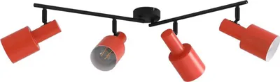 Produktbild von Lindby Deckenstrahler Ovelia, orange/schwarz, 4-flg., E27