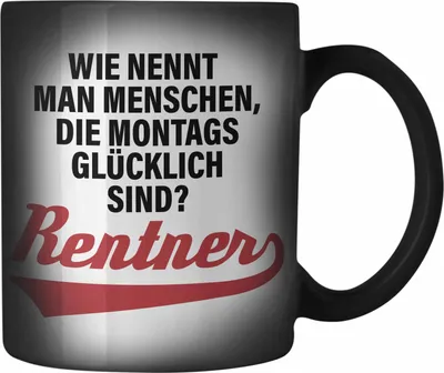 Produktbild von Trendation - -  Renter Farbwechsel Zauber-Tasse Ruhestand Geschenk Rente Mann Frau Lustig Renteneintritt Abschied Rentnerin Sprüche (Schwarz)