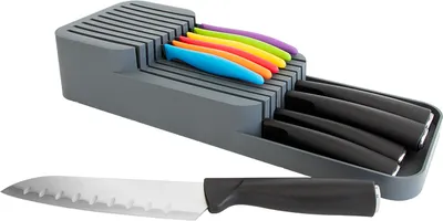 Produktbild von Universal Küchenmesser Organizer  Messerblock in ANTHRAZIT Schubladen Einsatz Messerhalter Halter ohne Messer