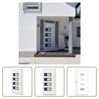 Produktbild von The Living Store Haustür Weiß 110x210 cm Aluminium und PVC