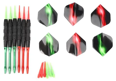 Produktbild von 6-teiliges professionelles, farbenfrohes, sicheres Dart-Set aus weichem Nickel und schwarzem Eisen, modisch, einzigartig, wettbewerbsfähig, unterhalts