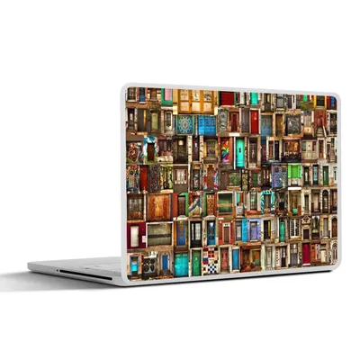 Produktbild von MuchoWow® Laptop Aufkleber Sticker Cover Türen - Bunt - Collage - Architektur 36.5x27.5 cm - Laptop-Sticker