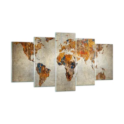 Produktbild von Bilder auf glas - Welt Karte Kontinente Geographie - 160x85cm - Glasbilder - Wandbilder - Kunstdruck - zum Aufhängen bereit - Wanddekoration aus Glas - Glas Bilder - Wandbild auf Glas - GEA160x85-2783