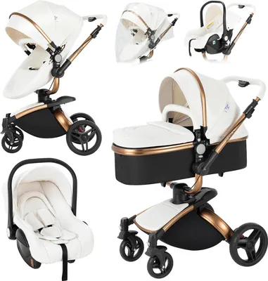 Produktbild von Babywagen, leichtgewichtig, 3-in-1 vielseitiges Design, HR001-Weiß-T