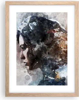 Produktbild von Gerahmtes Poster - Rahmen in heller Eiche - Frau Abstraktion - 30x40 cm - Wand Bild - Wanddeko - Wandbilder - Kunstposter - Wandposter - Bilderrahmen - Bilder - Kunstdruck - Wandbild - P2NPA30x40-3956