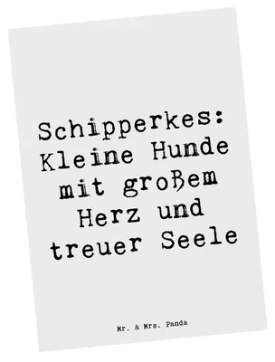 Produktbild von Mr. & Mrs. Panda Grußkarte Spruch Schipperkes Herz - Weiß - Geschenk, energiegeladener Hund, verspielte Hunde, Ansichtskarten, Hunderassen Pflege, Hunderasse, Postkarten