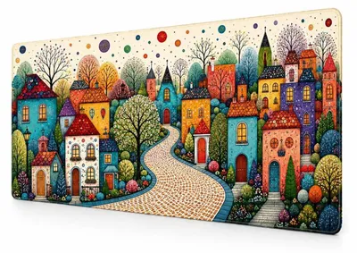 Produktbild von Gaming Mousepad XXL Bunte Stadt 900 x 400 mm wasserfest rutschfest genähte Kanten