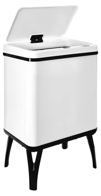 Abfalleimer mit Sensor, 30 l, Edelstahl, rechteckig, Weiß