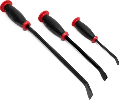 Zdjęcie produktu dla Wiltec 3-częściowy zestaw łomów poddany obróbce cieplnej z gumowaną rękojeścią łom 20,32 cm 30,48 cm 45,72 cm zestaw łomów z gwoździarką żelazko montażowe