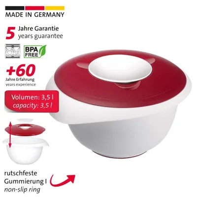 Immagine prodotto di Westmark 2 Rührschüsseln mit zweigeteiltem Deckel, 3,5 l, rot, 315522E3