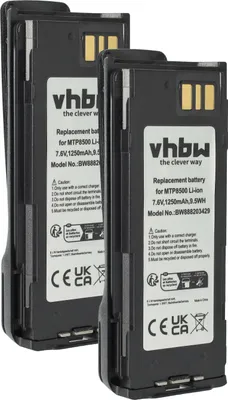 Produktbild von vhbw 2x Akku kompatibel mit Motorola MTP8550Ex, MTP8550, MTP8500Ex, MTP8500, MTP8000Ex Funkgerät, Walkie Talkie (1250 mAh, 7,6 V, Li-Ion) + Gürtelclip