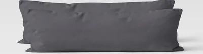 Produktbild von 2er Set Renforcé UNI Kissenhüllen 40x145 cm Seitenschläferkissen Garnitur 100% Baumwolle Mit Reißverschluss anthrazit