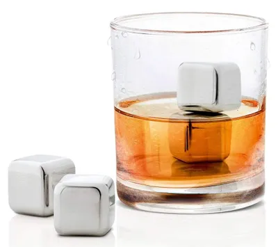 Eiswürfel aus Edelstahl, poliert, 4 Stück, 2,5 cm