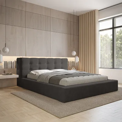 Produktbild von Polsterbett Doppelbett ANTONIO 180x200cm in Stoff Ditra Anthrazit