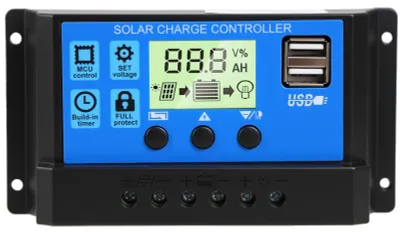 PWM Solar-Laderegler 30 A, 12/24 V, LCD-Display, 2 USB