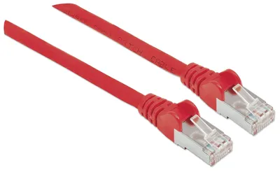 Produktbild von Intellinet Premium Netzwerkkabel, Cat6a, S/FTP, 100% Kupfer, Cat6a-, LS0H, RJ45-Stecker/RJ45-Stecker, 0,5 m, rot, 0,5 m, Cat6a, S/FTP (S-STP), RJ-45, RJ-45, Rot