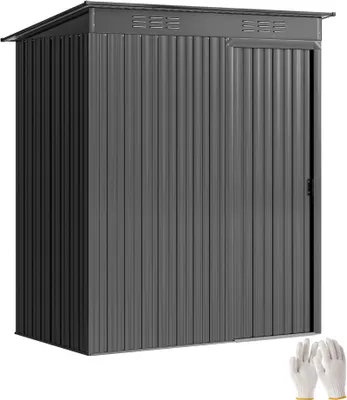 Produktbild von Gerätehaus Metall 1,37 m² Pultdach Schiebetür Lüftung 159 x 106 x 181 cm
