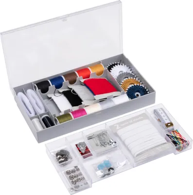 Productafbeelding van Edco naaigaren set, creatieve naaidoos, 87-delig, grijs, multicolor