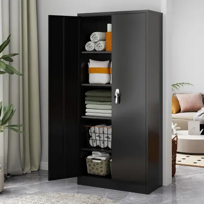 Immagine prodotto di Armadio archivio, mobiletto per attrezzi, armadio in metallo con 2 ante, mobiletto contenitore, armadio per ufficio in acciaio con verniciatura a polvere