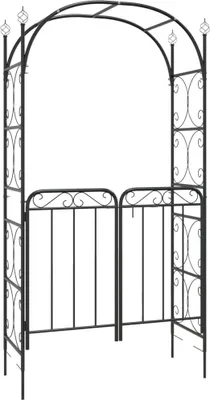 Produktbild von vidaXL Gartenbogen mit Tor Schwarz 108x45x235 cm Stahl