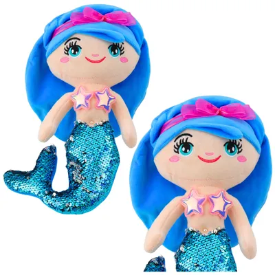 Productafbeelding van Pluche Zeemeerminknuffel Staart Pailletten Blauw 30cm