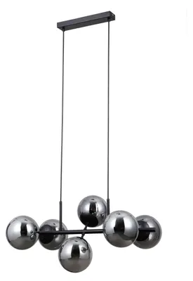 Zdjęcie produktu dla Lampa wisząca MOLITE czarna matowa 6xE14x5W szkło wym:150x67x43cm IP20 Italux